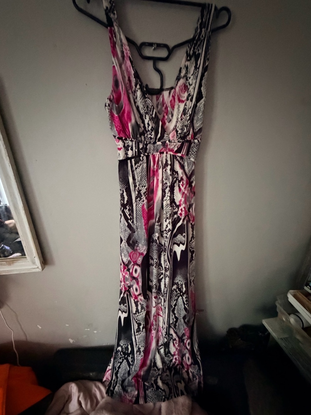 Y2K Suzy Shier maxi dress snake print cinched V-neck